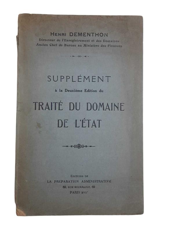 Supplement A La Deuxieme Edition Du Traite Du Domaıne de L'etat