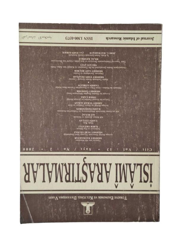 İslami Araştırmalar Cilt: 14 Sayı: 2-2001
