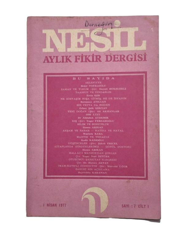 Nesil Aylık Fikir Dergisi Sayı: 7 / Nisan 1977