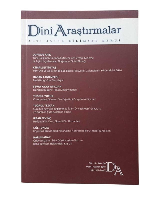 Sini Araştırmalar Altı Aylık Bilimsel Dergi Sayı: 36 Ocak - Haziran 2010